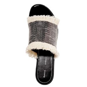 Proenza Schouler Fringe Raffia & Canvas Woven Flat Slides NIB 39.5